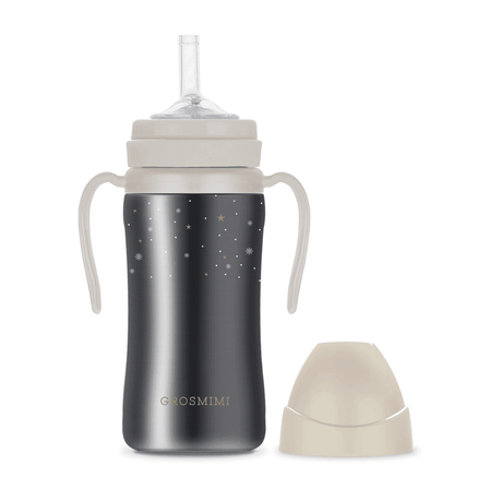 Grosmimi Dark Stainless Straw Cup 300ml Red-1954803142583521288