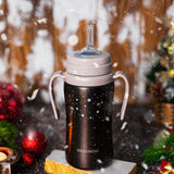 Grosmimi Dark Stainless Straw Cup 300ml White - 45-Degree Angle