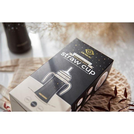 Grosmimi Dark Stainless Straw Cup 300ml White-1954803141711106054