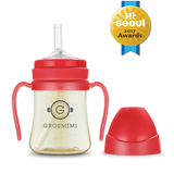 Grosmimi PPSU Straw Cup 200ml Charcoal - 45-Degree Angle