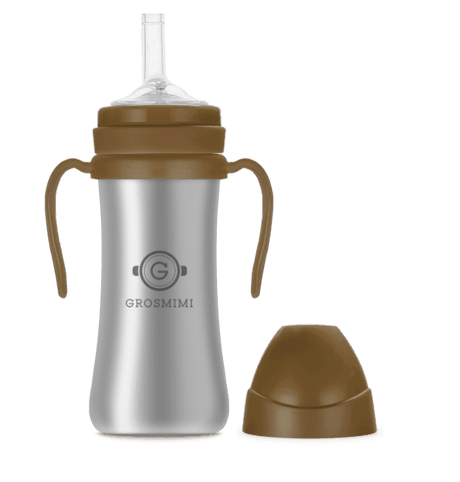 Grosmimi Stainless Straw Cup 200ml Gold brown-2006733469291515906