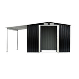 Wallaroo 10x8ft Zinc Steel Garden Shed with Open Storage - Black - Extra Image