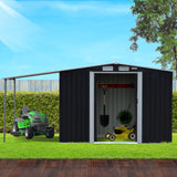 Wallaroo 10x8ft Zinc Steel Garden Shed with Open Storage - Black - Extra Image