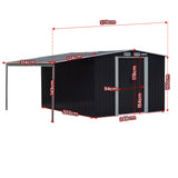 Wallaroo 10x8ft Zinc Steel Garden Shed with Open Storage - Black - Extra Image
