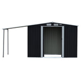 Wallaroo 4x8ft Zinc Steel Garden Shed with Open Storage - Black - Extra Image