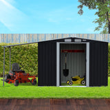 Wallaroo 4x8ft Zinc Steel Garden Shed with Open Storage - Black - Extra Image