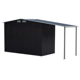Wallaroo 4x8ft Zinc Steel Garden Shed with Open Storage - Black - Extra Image