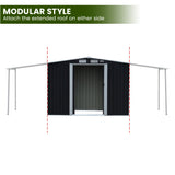 Wallaroo 4x8ft Zinc Steel Garden Shed with Open Storage - Black - Extra Image