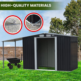 Wallaroo 4x8ft Zinc Steel Garden Shed with Open Storage - Black - Extra Image