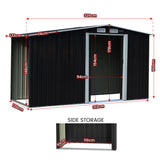 Wallaroo Garden Shed with Semi-Close Storage 4*8FT - Black - Front View