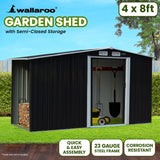 Wallaroo Garden Shed with Semi-Close Storage 4*8FT - Black - Extra Image
