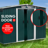 Garden Shed Spire Roof 6ft x 8ft Outdoor Storage Shelter - Green - Side View