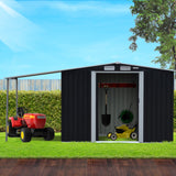 Wallaroo 6x8ft Zinc Steel Garden Shed with Open Storage - Black - Extra Image