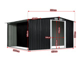 Wallaroo Garden Shed with Semi-Close Storage 6*8FT - Black - Front View