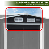 Wallaroo Garden Shed with Semi-Close Storage 6*8FT - Black - Rear View