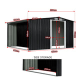 Wallaroo Garden Shed with Semi-Closed Storage 10*8FT - Black - Front View