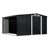 Wallaroo Garden Shed with Semi-Closed Storage 10*8FT - Black - Side View