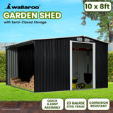 Wallaroo Garden Shed with Semi-Closed Storage 10*8FT - Black - Extra Image