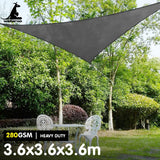 Wallaroo 280GSM Outdoor Sun Shade Sail Canopy Grey Triangle 3.6m x 3.6m x 3.6m - Front View