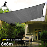 Wallaroo 280GSM Outdoor Sun Shade Sail Canopy Grey Square 6m x 6m - Top-Down View