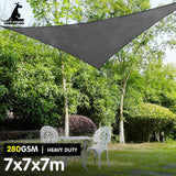 Wallaroo 280GSM Outdoor Sun Shade Sail Canopy Grey Triangle 7m x 7m x 7m - Extra Image