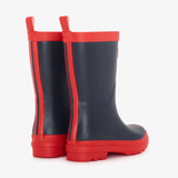 HATLEY Matte Kids Rain Boots | Navy & Red size 12 - Top-Down View