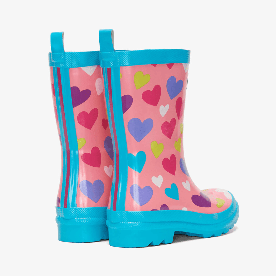 HATLEY Shiny Kids Rain Boots | Colourful Hearts size 8-2006733346553597953