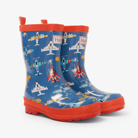 HATLEY Shiny Kids Rain Boots | Flying Aircrafts size 6-1954803167187308544