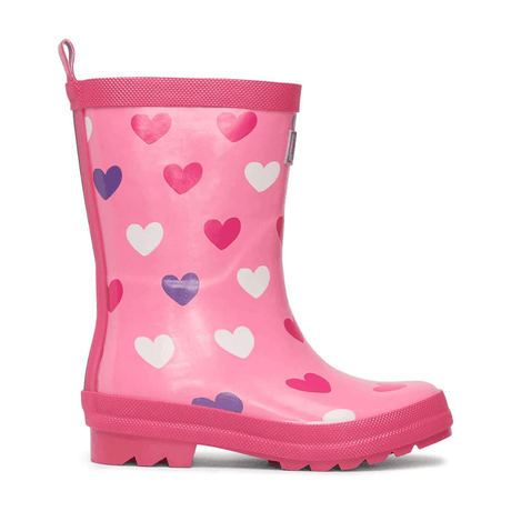 HATLEY Shiny Kids Rain Boots | Scattered Hearts size 8-2006733331869339650