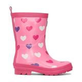 HATLEY Shiny Kids Rain Boots | Scattered Hearts size 8 - Front View