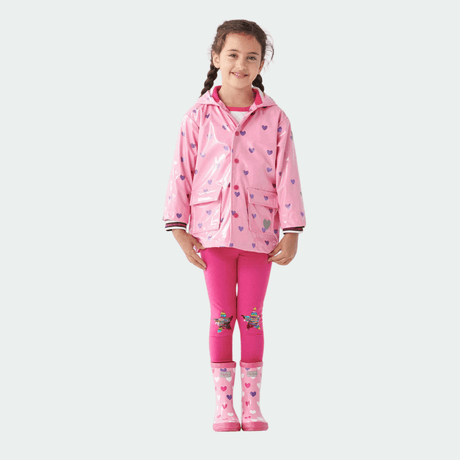 HATLEY Shiny Kids Rain Boots | Scattered Hearts size 8-2006733331869339651