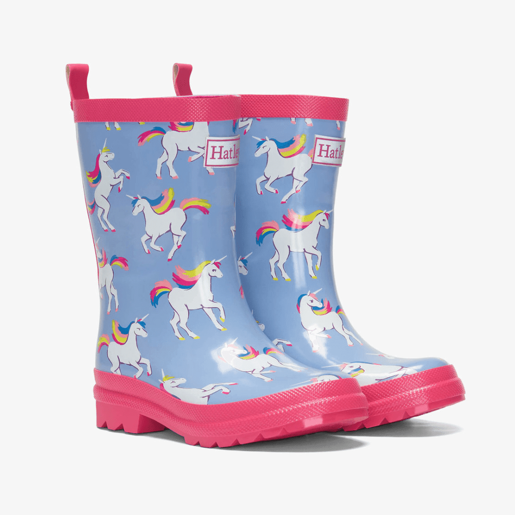 HATLEY Shiny Kids Rain Boots | Unicorn Sky Dance size 6-2006733346243219456