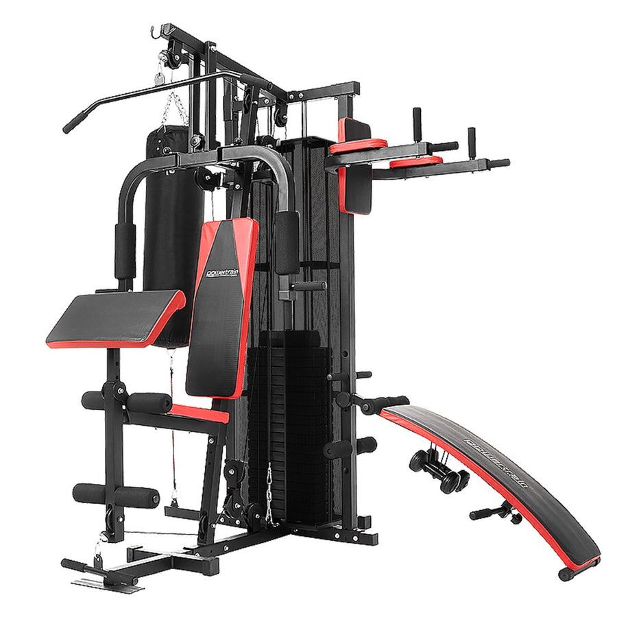 Powertrain Multi Station Home Gym with 165lb Weights and Dumbbells