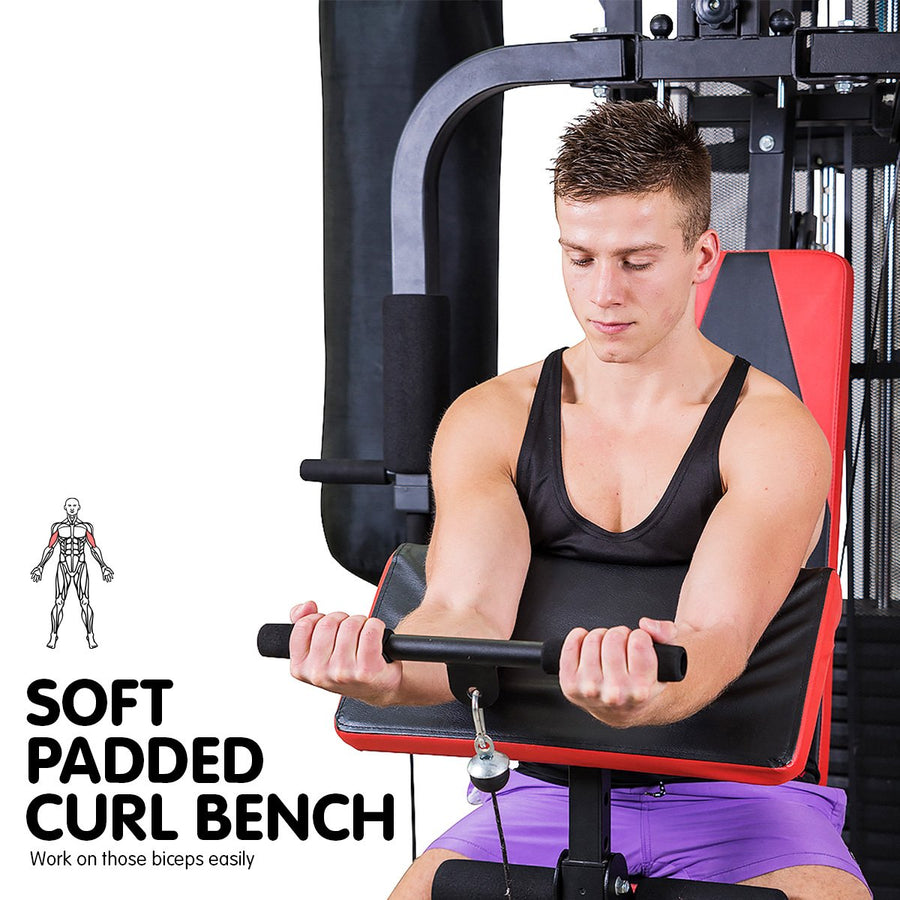 Powertrain Multi Station Home Gym with 165lb Weights and Dumbbells