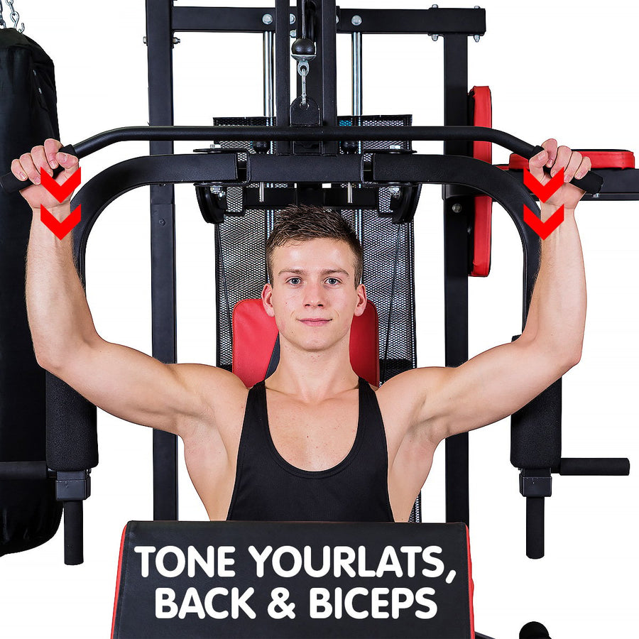 Powertrain Multi Station Home Gym with 165lb Weights and Dumbbells