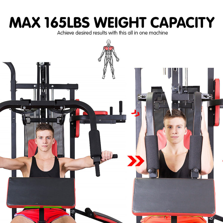 Powertrain Multi Station Home Gym with 165lb Weights and Dumbbells