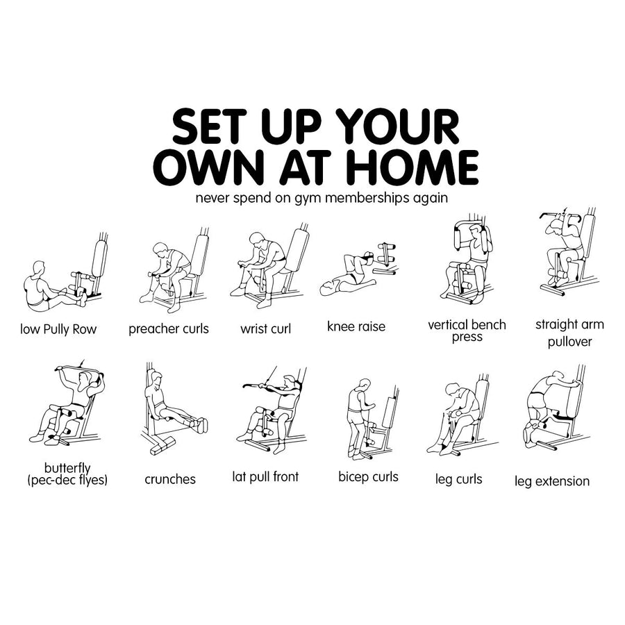 Powertrain Multi Station Home Gym with 165lb Weights and Dumbbells