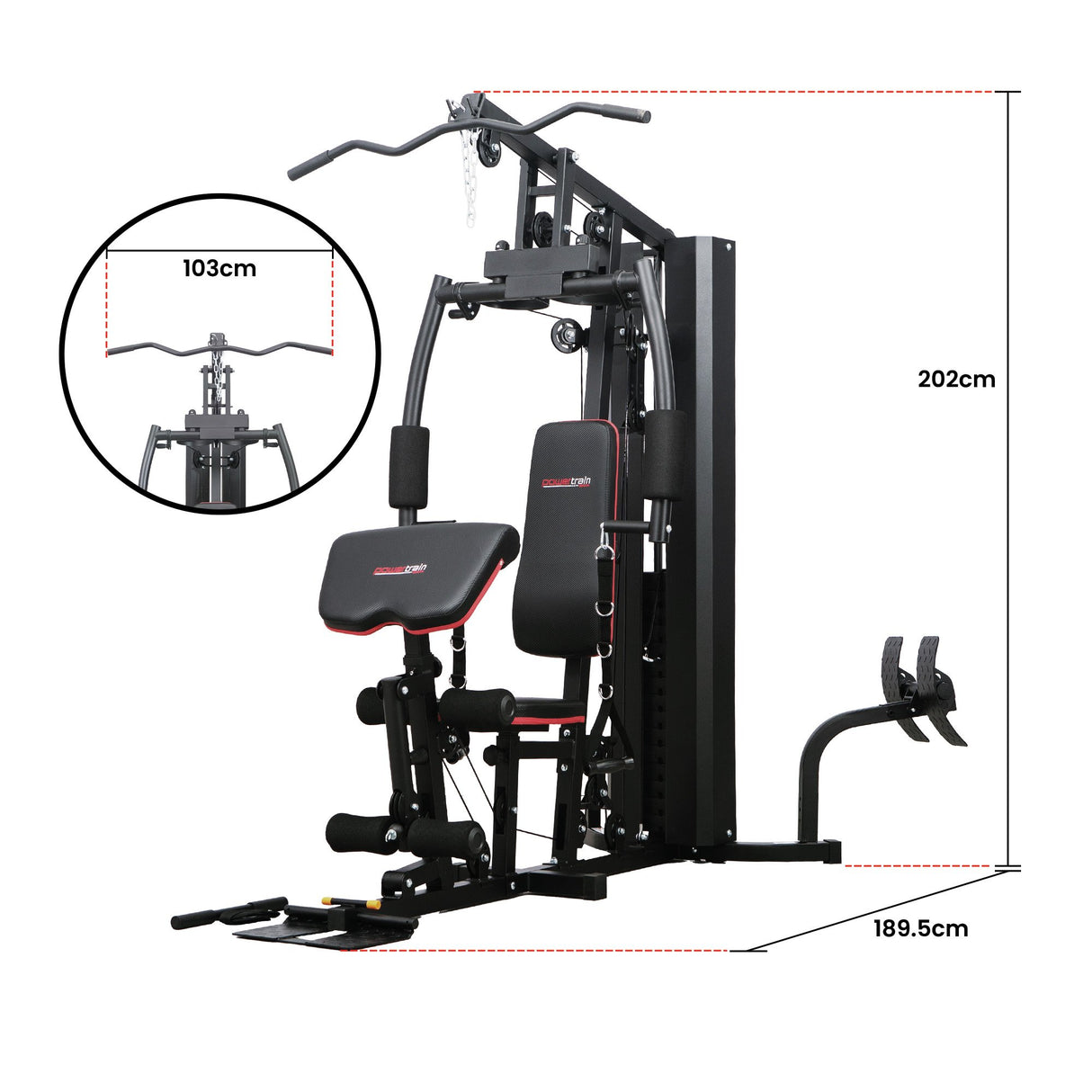 Powertrain JX-89 Multi Station Home Gym 68kg Weight Cable Machine