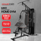 Powertrain Multi Station Home Gym with 68kg Weights Preacher Curl Pad - Extra Image