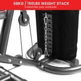 Powertrain Multi Station Home Gym with 68kg Weights Preacher Curl Pad