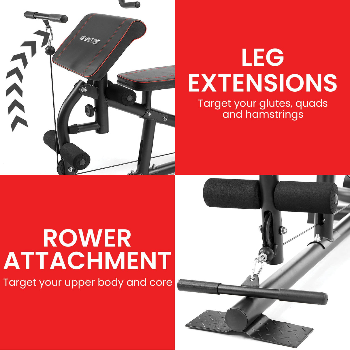 Powertrain Multi Station Home Gym with 68kg Weights Preacher Curl Pad