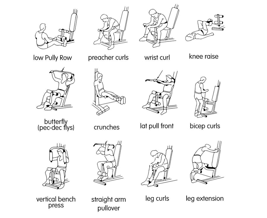 Powertrain Home Gym Multi Station Exercise 175lb Weights Dumbbells