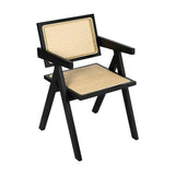 Levede 1x Black Wicker Armchair Dining Chair - Low Angle