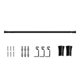 Marlow Black Curtain Rod Steel Quiet Rail Pole Pommel Set Extendable - Low Angle