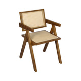 Levede 1x Walnut Wicker Armchair Dining Chair - Low Angle