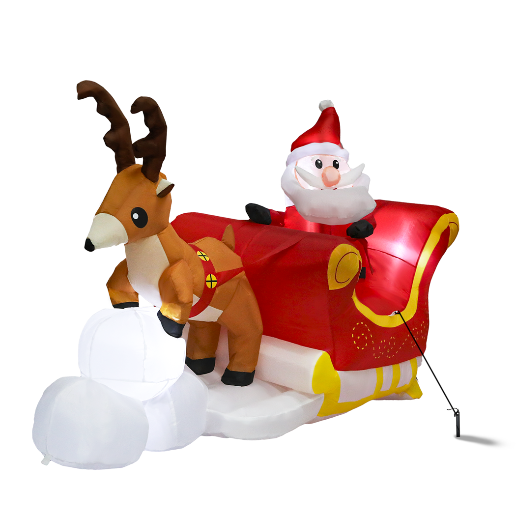 Santaco Christmas Inflatables Outdoor Santa Claus Reindeer Sleigh Lights Decor-2006733374617686017