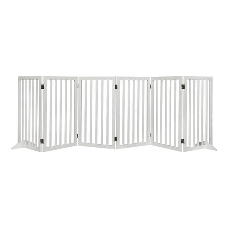 PaWz Wooden Pet Gate Dog Fence Safety White 6 Panels-2018816846903513088