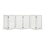 PaWz Wooden Pet Gate Dog Fence Safety White 6 Panels - Low Angle