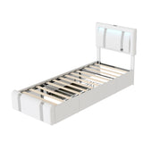 Levede Single Bed Frame Leather Headboard RGB 2 Drawers - Extra Image