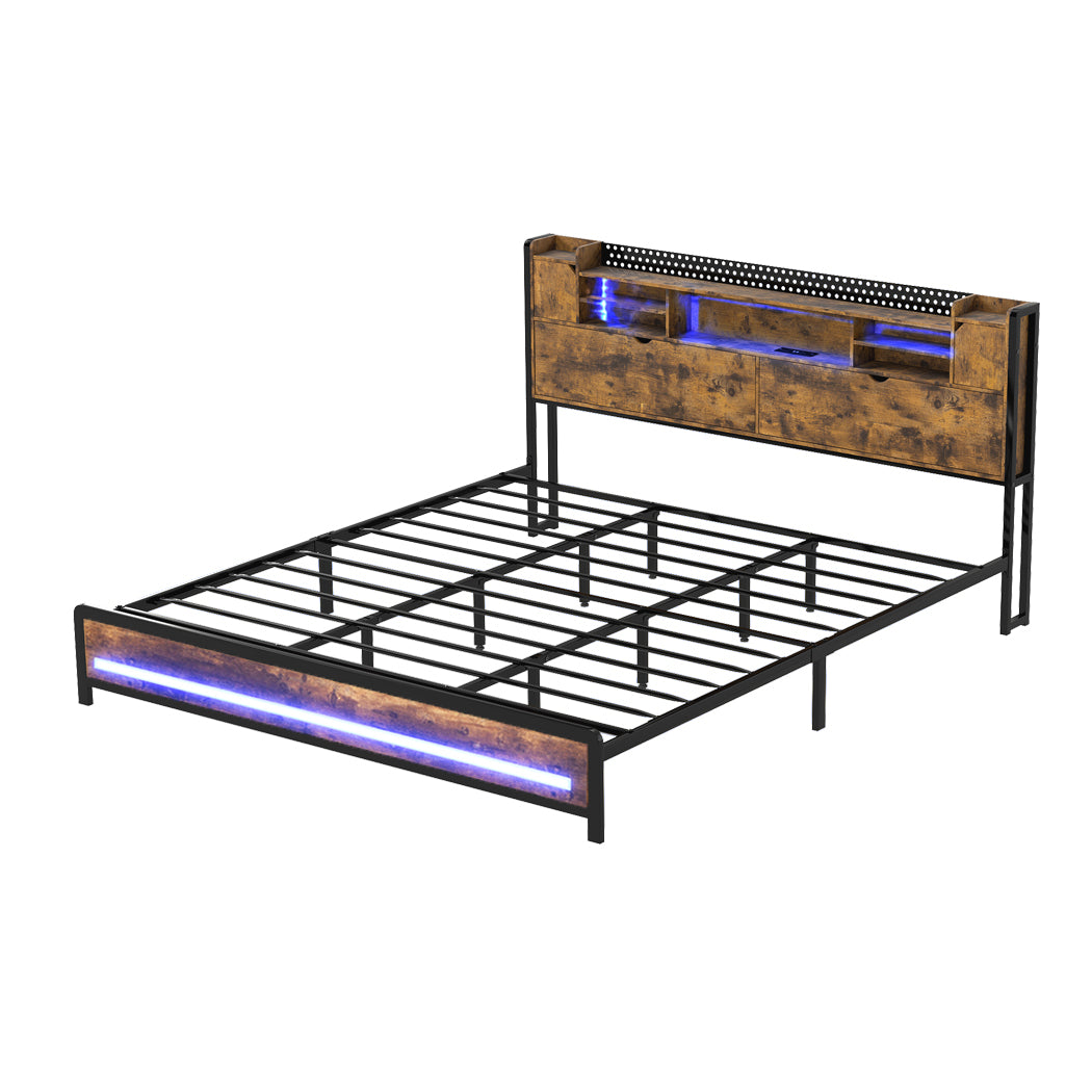 Levede King Bed Frame Storage Headboard Industrial-2011971104729600000